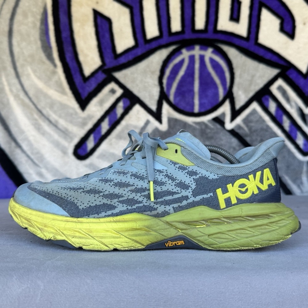 Size 10D - Hoka One One Speedgoat 5 Grey Green Running Shoes 1123157 SBDCT Men's